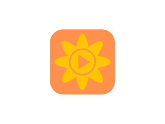可爱清新app花太阳播放视频图标标志LOGO设计