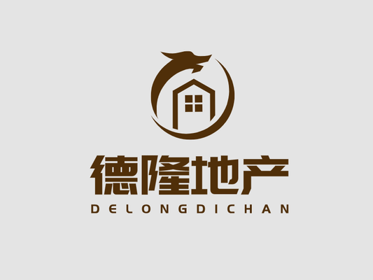 深色简约德隆地产logo设计