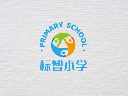 蓝色活泼小学班级校园徽章logo设计
