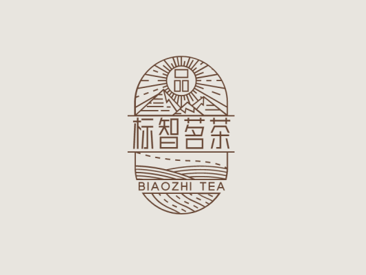 棕色创意传统茶文化徽章logo设计