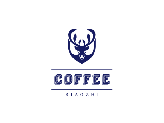 蓝色创意鹿角咖啡店店铺logo设计