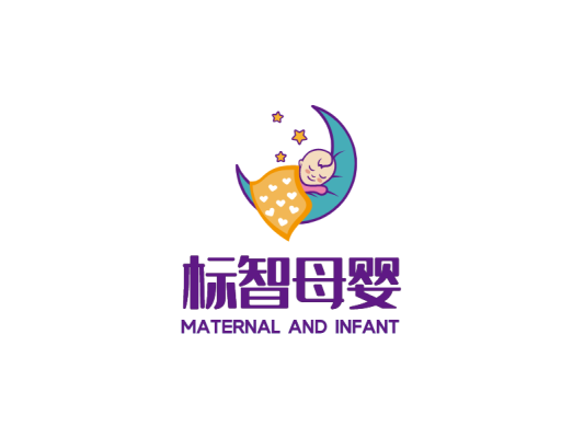 紫色卡通母婴孩子logo设计
