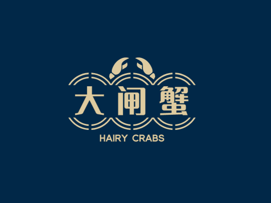 蓝金色高级创意蟹logo设计