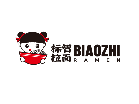 黑红色卡通人物餐饮logo设计