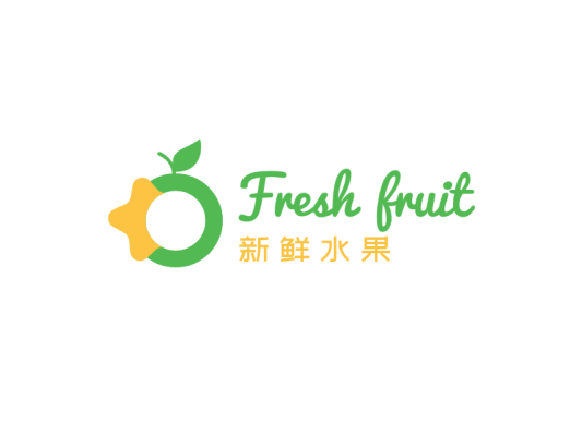 绿色清新卡通水果logo