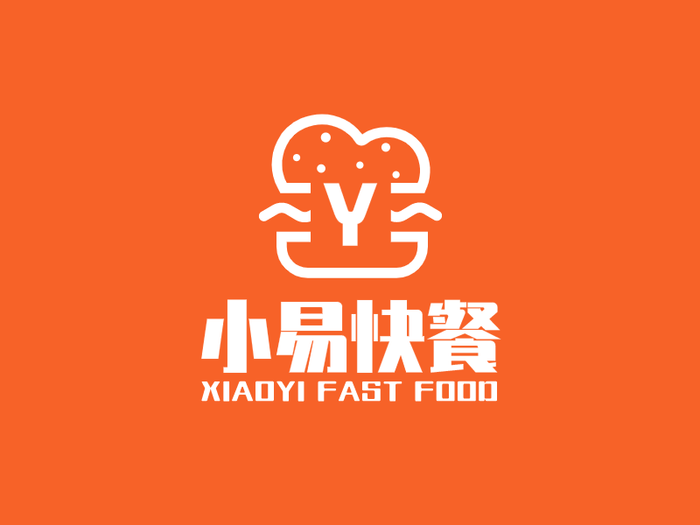 橙色简约餐饮美食汉堡logo设计