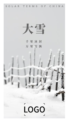 简约替换图片大雪手机海报设计