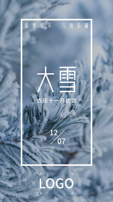 文艺替换图片节气大雪手机海报设计