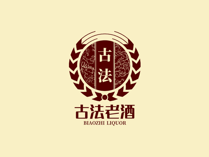 中式徽章酒logo设计