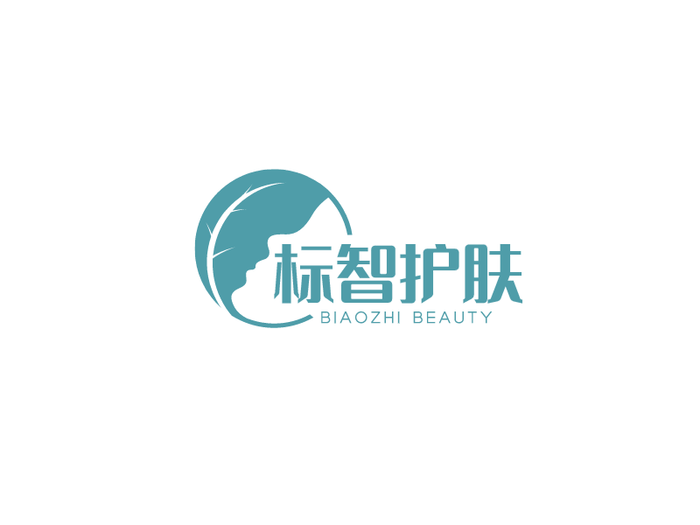 简约叶子人物侧脸美容logo设计