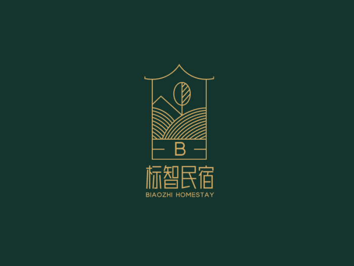 简约新中式民宿logo设计