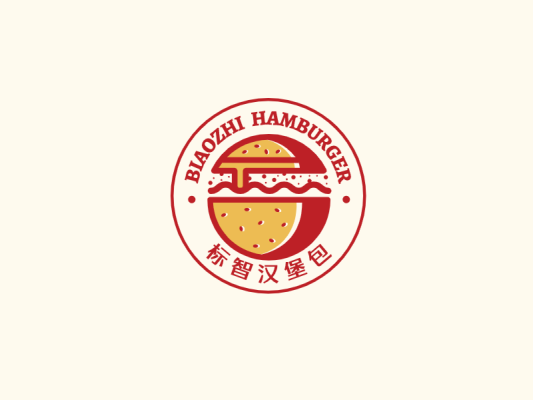 卡通创意汉堡徽章logo设计